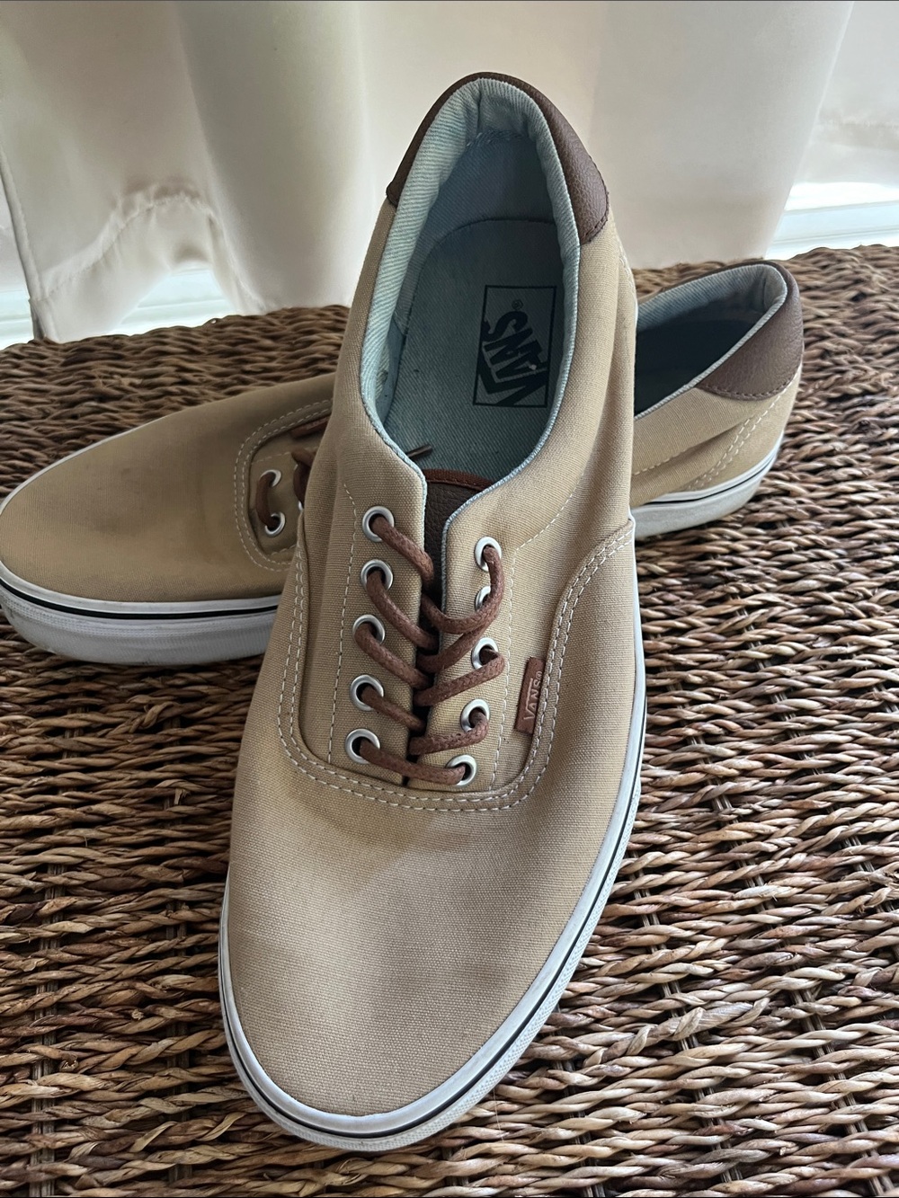 Men’s Vans Authentic Low Top Canvas Sneakers - Beige & Brown - Picture 2 of 10